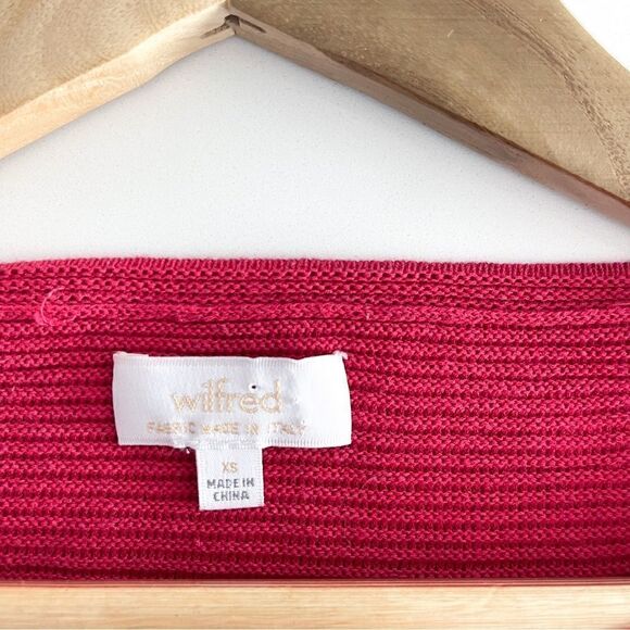 Wilfred Sweater Linen Blend Red Women's XS 3/4 Sleeves Horizontal Ribbing - Picture 6 of 10